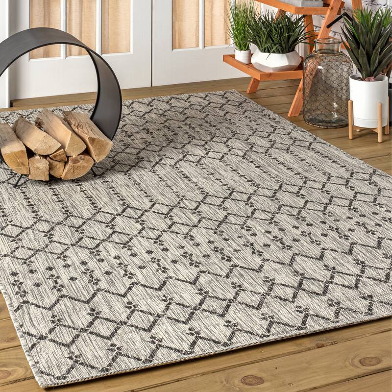 JONATHAN Y Trebol Moroccan Geometric Textured Weave Indoor/Outdoor Area Rug