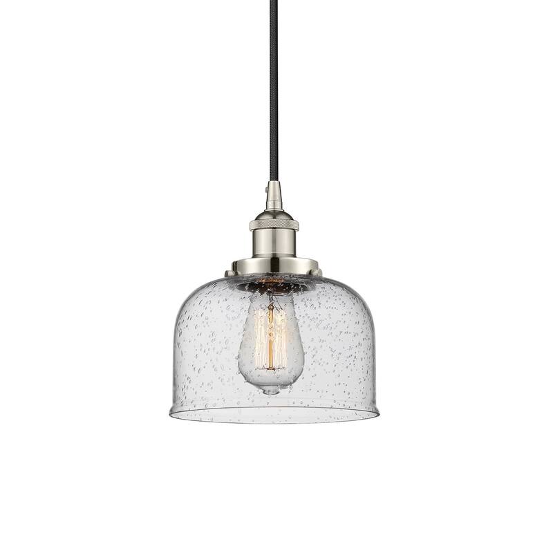 Innovations Lighting 616-1PH-10-8 Bell Pendant Bell 8" Wide Mini - Polished Nickel / Seedy