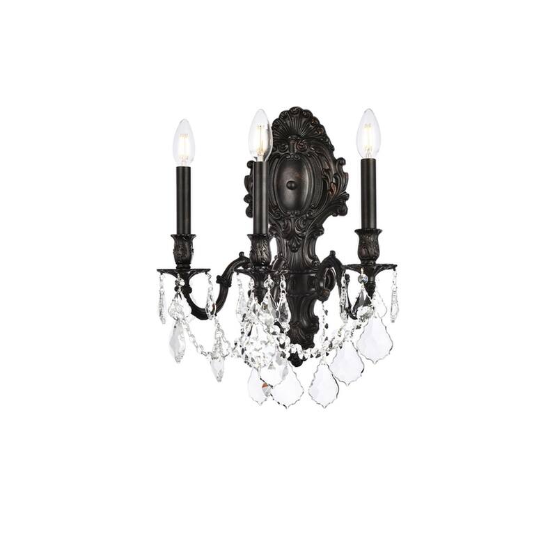 Fleur Illumination Collection Wall Sconce D:14in H:18in E:9.5in Lt:3 Dark Bronze Finish (Elegant Cut Crystals)