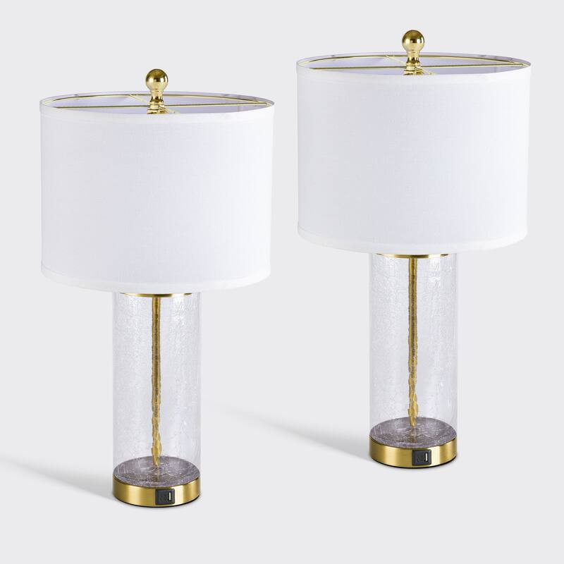 Maxax 26" Modern Blasted Glass Table Lamps Set