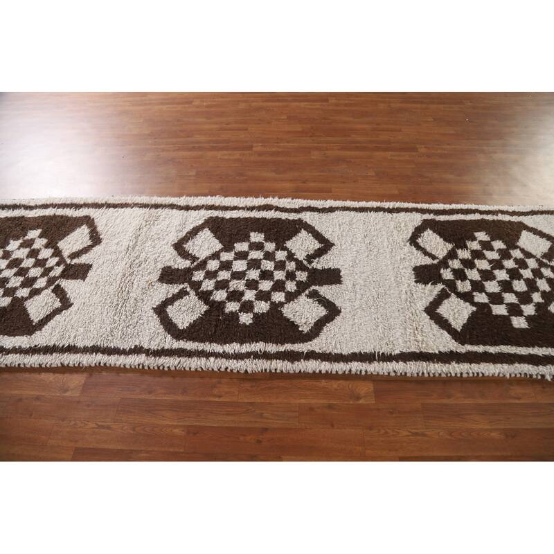 Plush Turkish Anatolian Runner Rug Handmade Wool Carpet - 3'2"x 12'1"