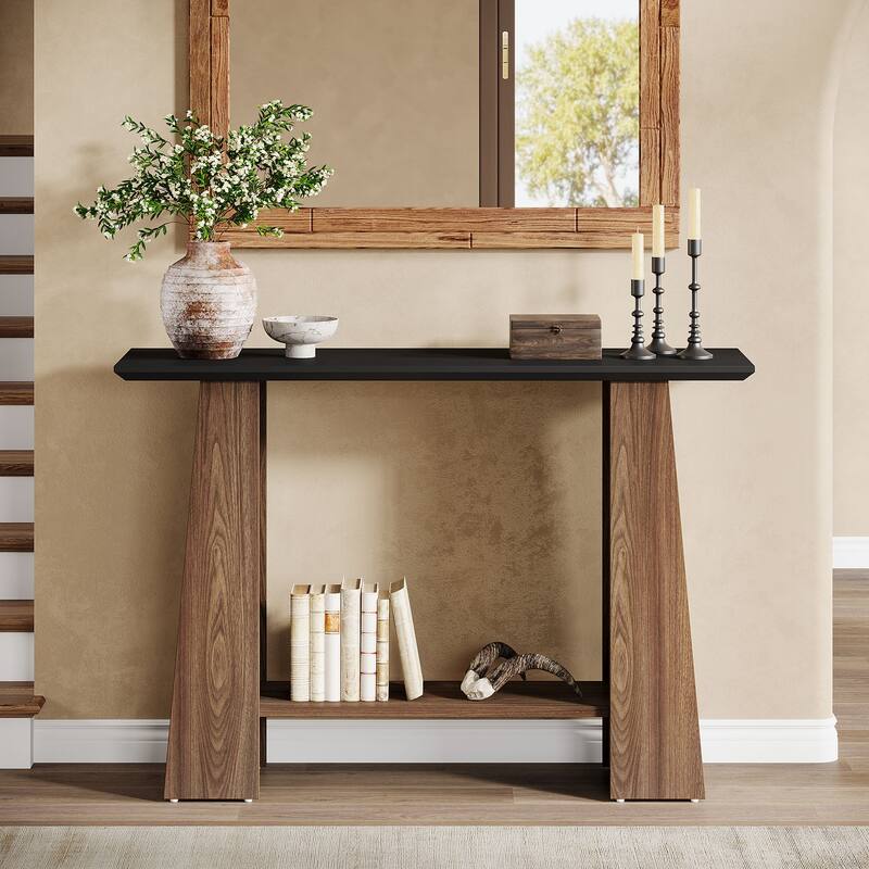 47" Mid-Century Modern Console Sofa Table with Storage for Entryway - 47.24" W x 13.78" D x 35.43" H