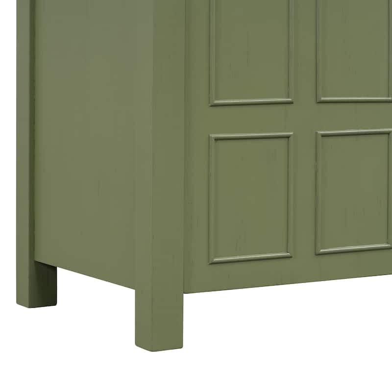 36"Bathroom Vanity Organizer with Ceramic Sink, Set Bathroom Storage Cabinet, Olive Green