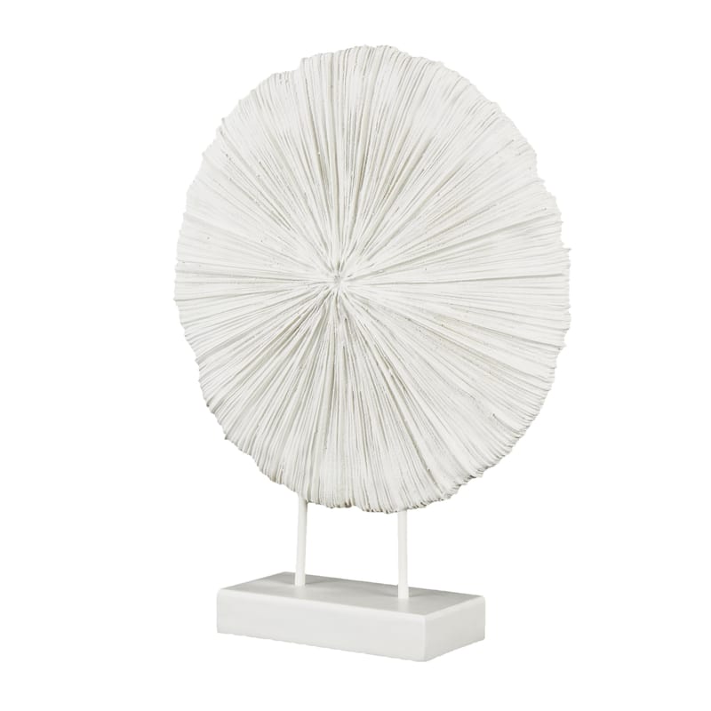 Resin Coral Textured Round Decorative Sculpture with Elevated Stand - Cream - Roche River Decor