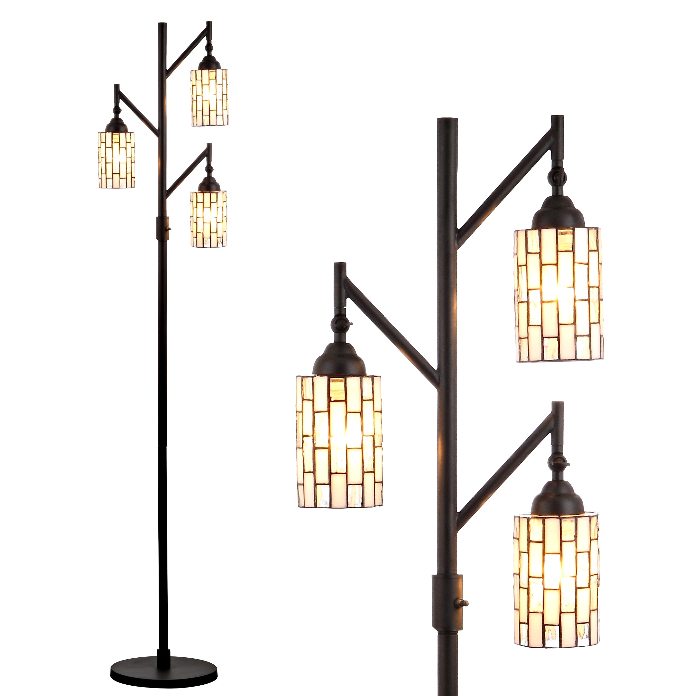 JONATHAN Y Walker Tiffany-Style 71" Multi-Light LED Floor Lamp, Bronze