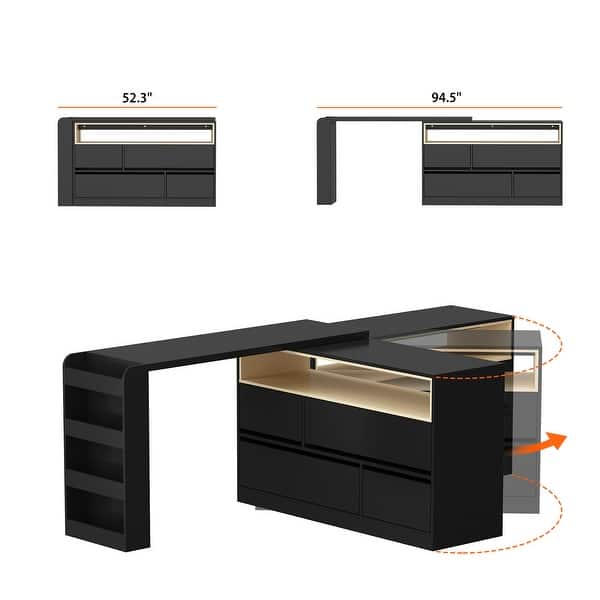 Storage Desk Movable Tabletop with Shelves and Display Area Dresser ...