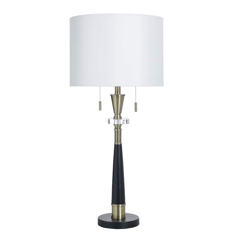 StyleCraft Steel Table Lamp - Larson Gold & Black - White Shade - Larson Gold, Black, White