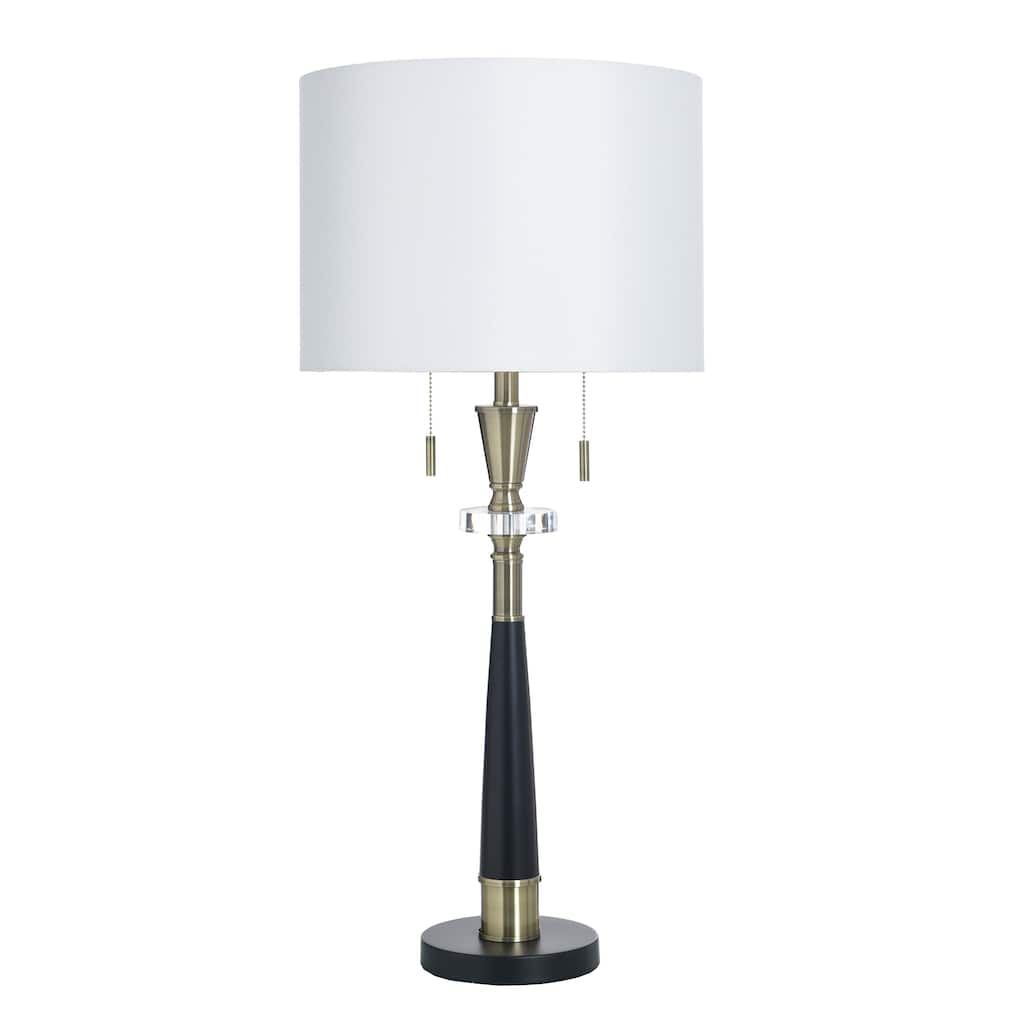 StyleCraft Steel Table Lamp - Larson Gold & Black - White Shade