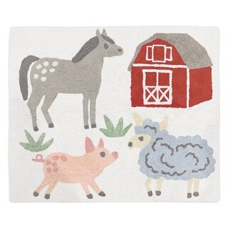 Farm Animals Collection Accent Floor Rug (2.5' x 3') - Farmhouse Barn ...