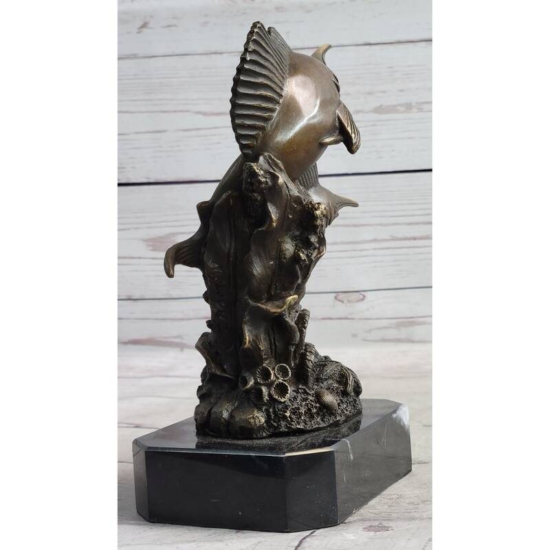 Marlins Sailfish Swordfish Jumping Out Of Ocean Bronze Sculpture Statue Decor On Marble Base