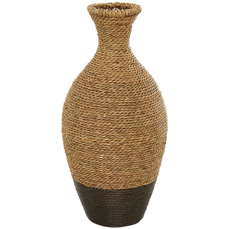 Artisan Crafted Tall Brown Seagrass Woven Floor Vase