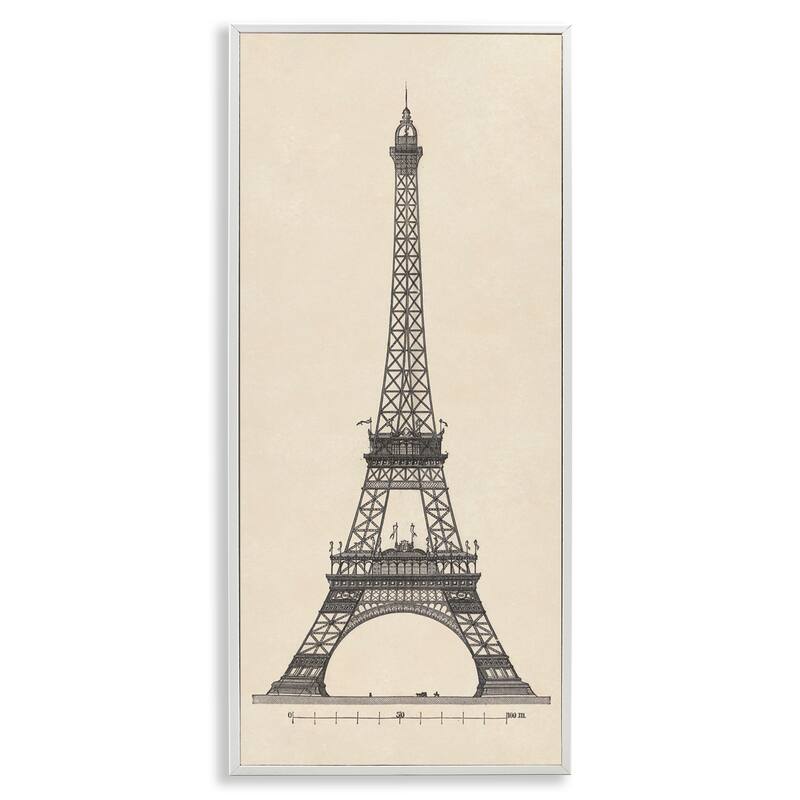 Stupell Parisian Tower Illustration Framed Giclee Art Design By Phillipa Katz - 13 x 30 - White