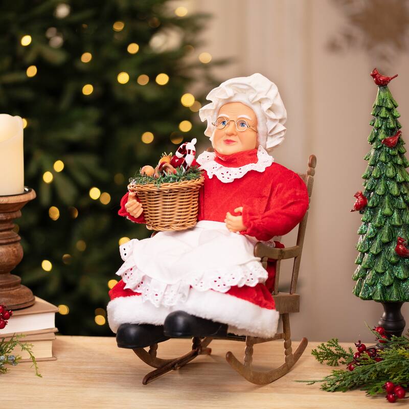 Animated Musical Mrs. Claus in Rocking Chair Christmas Decoration - 14"