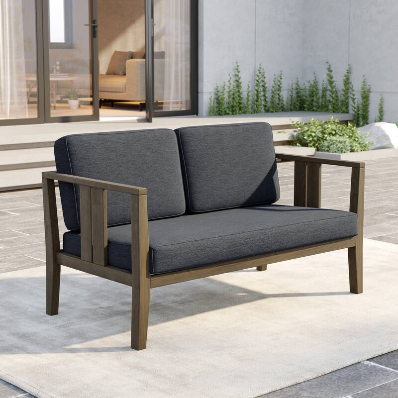 Outdoor Teak Solid Wood Patio Furniture Set Loveseat Armchair Table Collection