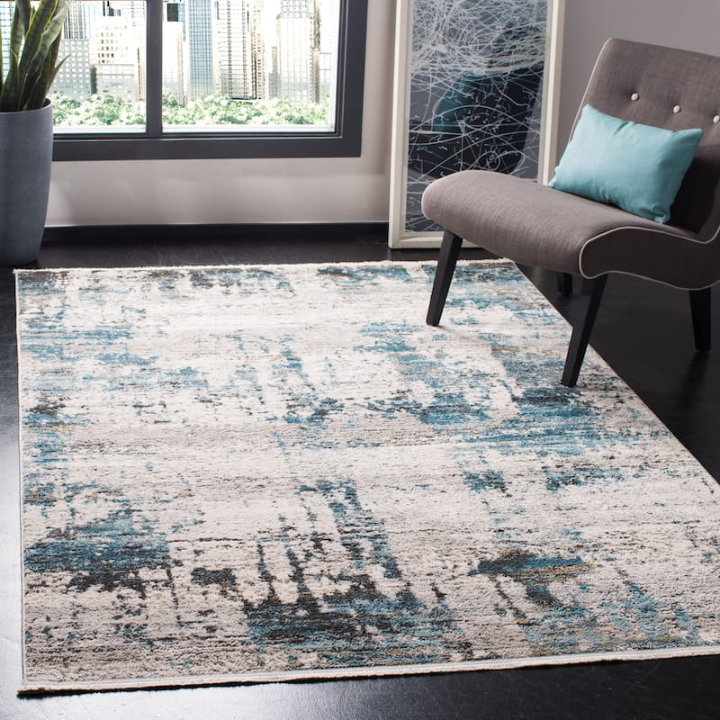 SAFAVIEH Shivan Modern Leana Abstract Rug - 4' x 6' - Ivory/Navy