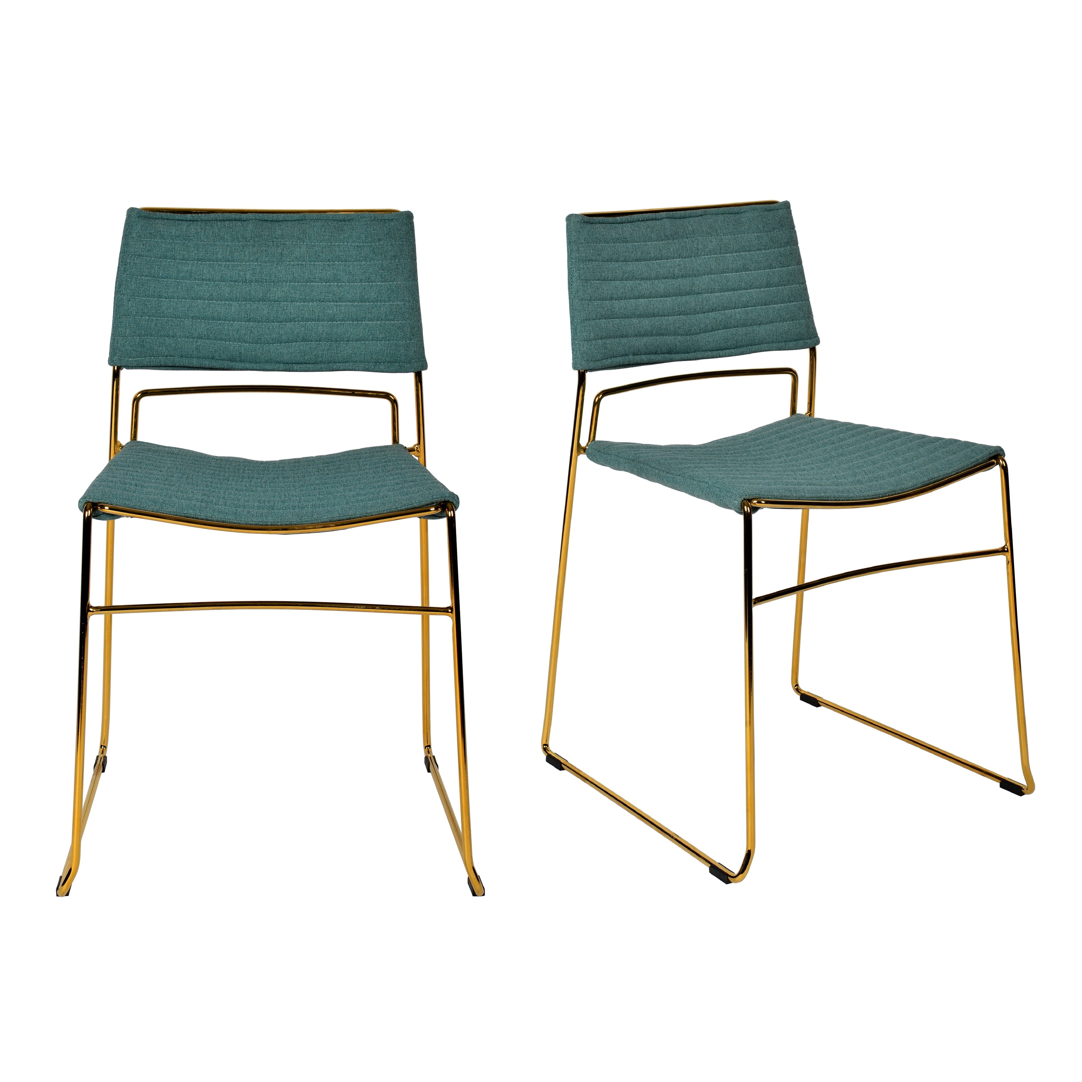 Modrest Swain Modern Green Fabric Gold Dining Chair Set Of 2 Overstock 28917362
