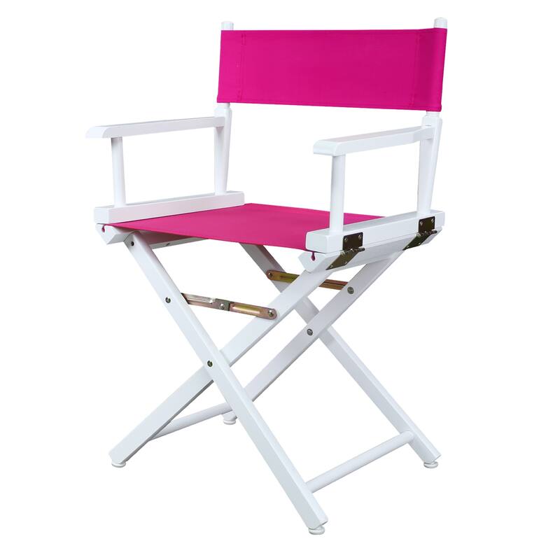 White Frame 18-inch Director's Chair - 33.75"h x 21.75"w x 17"d - 33.75"h x 21.75"w x 17"d - magenta