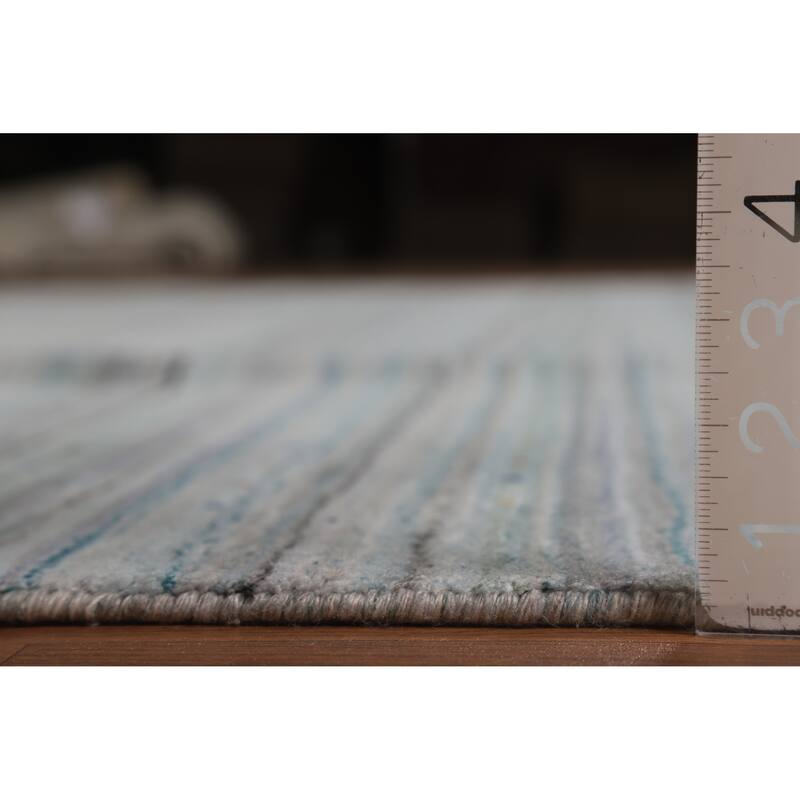 Striped Tribal Gabbeh Oriental Square Rug Handmade Wool Carpet - 9'9" x 9'8"