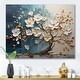 preview thumbnail 1 of 7, Designart "Blue And White Orchid Tree Golden Of Branches III" Tree Wall Décor Gold Modern Canvas Wall Art For Home 20 in. wide x 12 in. high