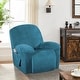 preview thumbnail 17 of 19, Enova Home Velvet Spandex Recliner Chair Slipcover with Elastic Bottom Side Pocket Peacock Blue