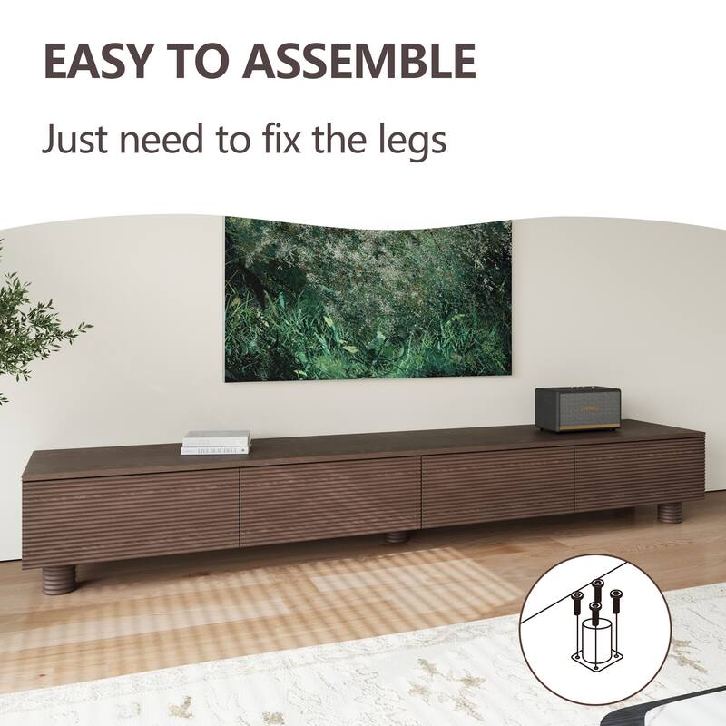 78.74 Mid Century Modern TV Stands, Dark Brown Solid Wood Media Consoler, Fully assembled