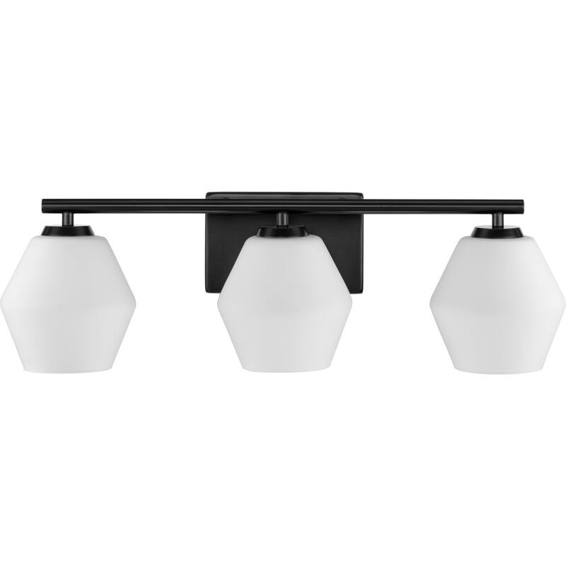 Copeland Collection Three-Light Matte Black Mid-Century Modern Vanity Light - 24 in x 7 in x 7.5 in