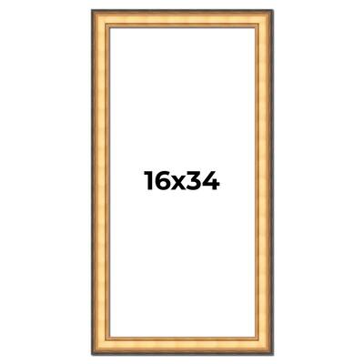 16x34 Frame Gold Plein Aire Solid Wood Picture Frame Width 2 Inches |