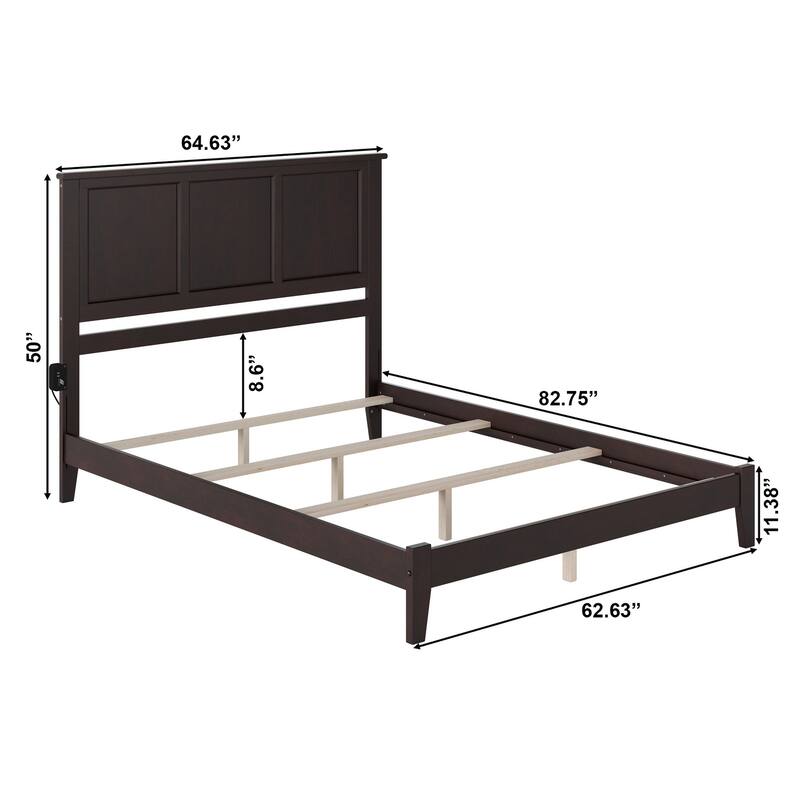 AFI Madison Queen Traditional Wood Foundation Bed Frame in Espresso