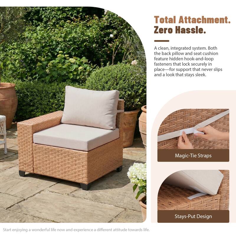 Outdoor Conversation Set L-Shaped Corner Sectional Sofa 10-Piece with Swivel Chair and Coffee Table PE Wicker Rattan