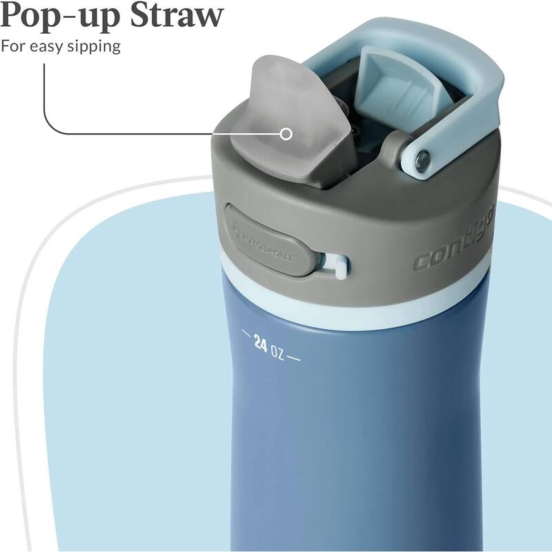 Contigo Wells Chill Stainless Steel 24oz Water Bottle with Autospout Straw Lid and Filter
