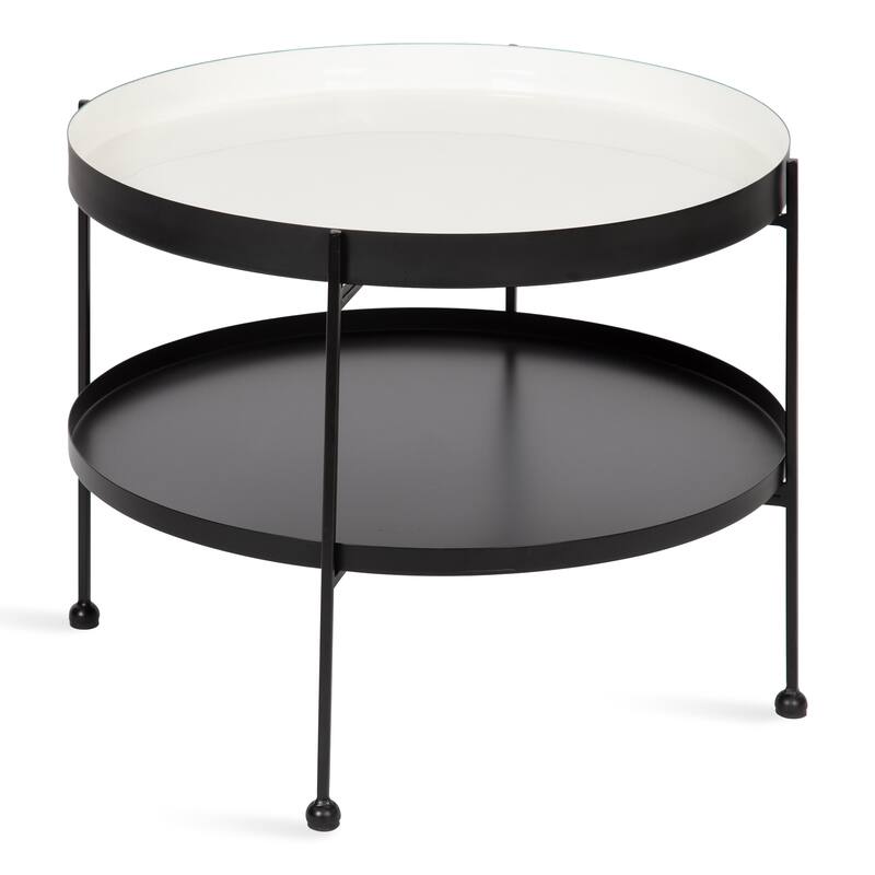 Kate and Laurel Nira Metal Coffee Table - 26" Diameter - White/Black