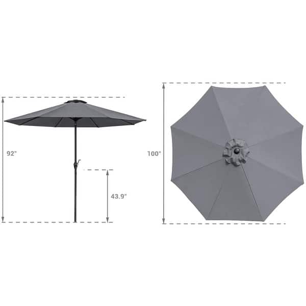 dimension image slide 0 of 8, Homall 9 FT Patio Umbrella Outdoor Table Market Umbrella with Easy Push Button Tilt for Garden Deck Backyard and Pool Black