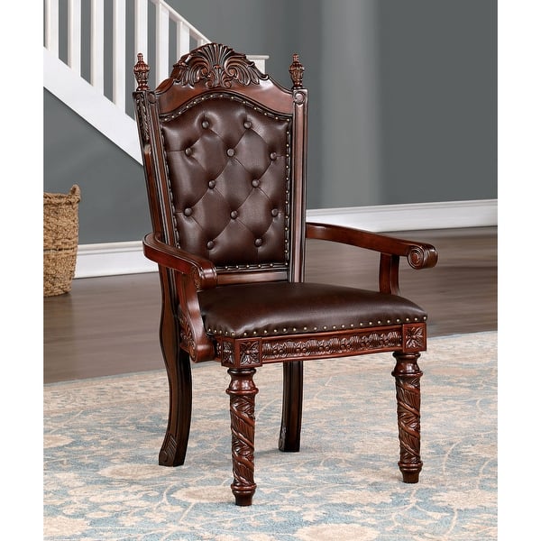 Abeena Traditional Cherry Solid Wood Arm Chairs (Set of 2) by Furniture of America
