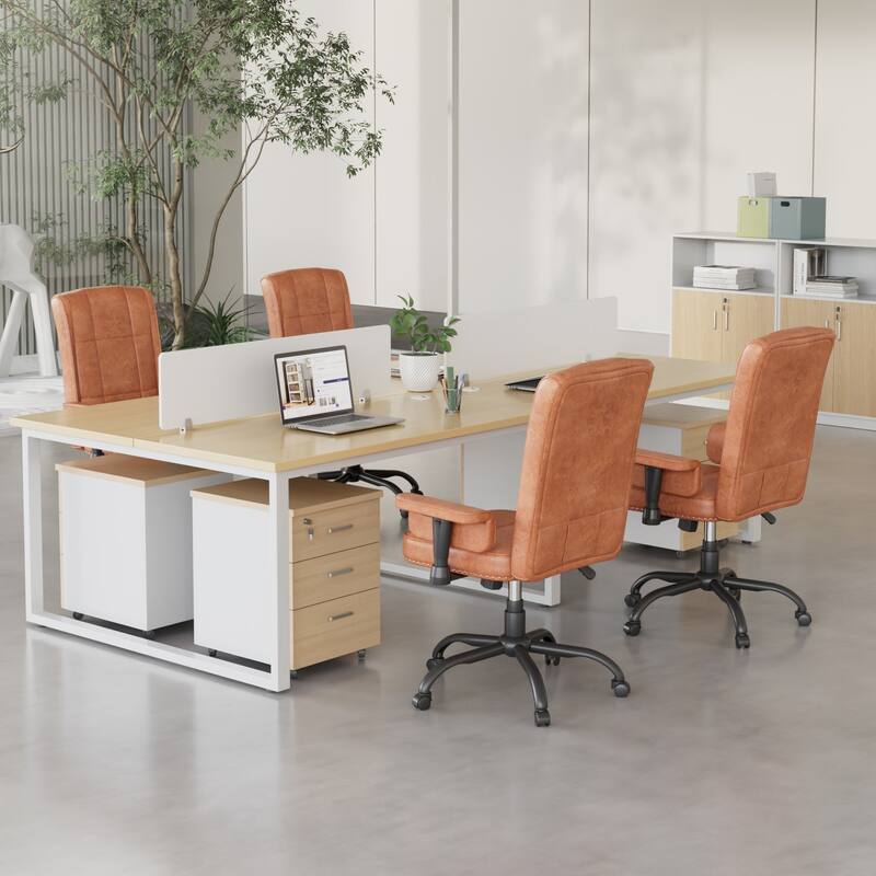 Pu Leather Home Office Desk Chair, Adjustable Desk Chair Office Chair Computer Chair Ergonomic Mid Back with 360°Swivel