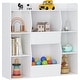 preview thumbnail 1 of 5, UTEX Kids Toy Storage and Bookshelf , Multifunctional Bookcase with 8 Cubbies and Bins, Open Organizer Display Stand White White