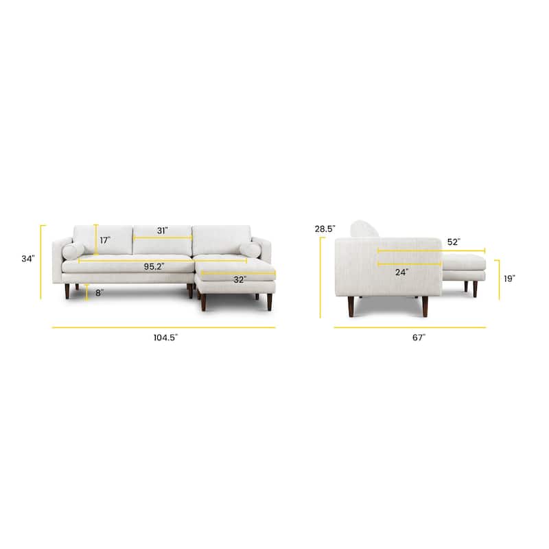 Poly & Bark Napa 104.5" Fabric Right Sectional Sofa
