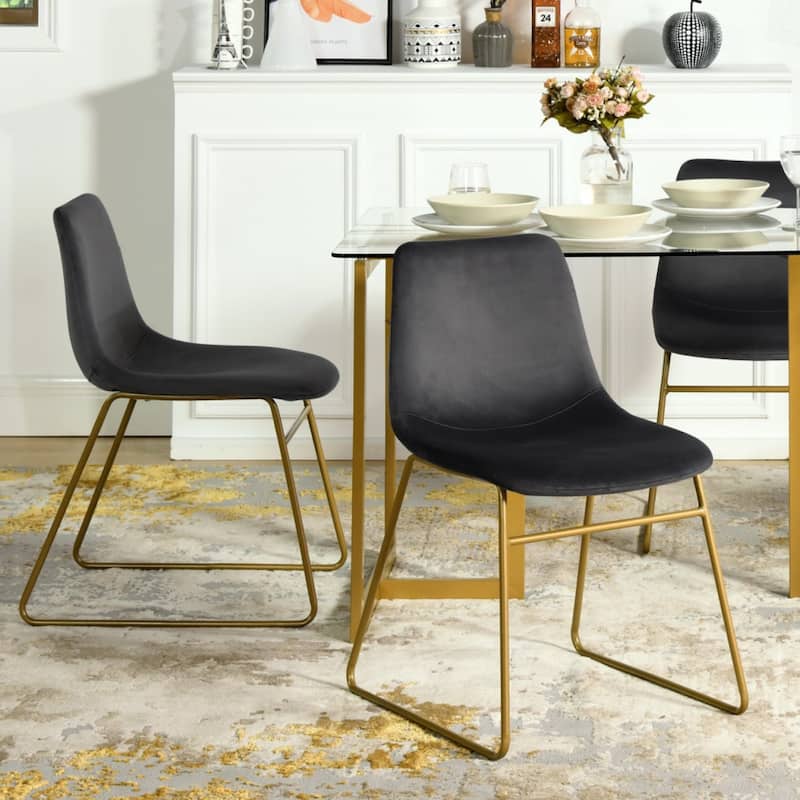 Homylin Batassel Velvet Dining Chairs, Upholstered Reception Chairs, with Metal Legs for Home Kitchen, Living Room(set of 2)