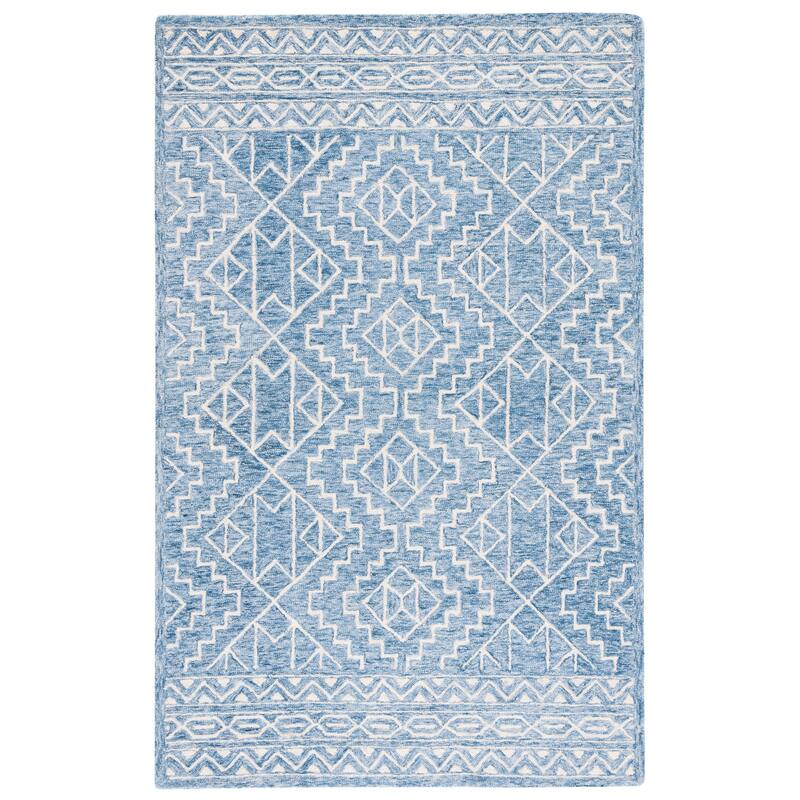 SAFAVIEH Handmade Metro Candan Wool Rug - 6' Square - Blue/Ivory
