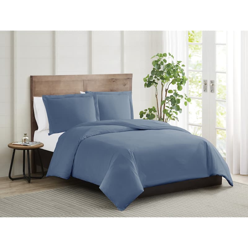 Truly Calm Silver Cool Antimicrobial 3 Piece Duvet Cover Set - Blue - Queen