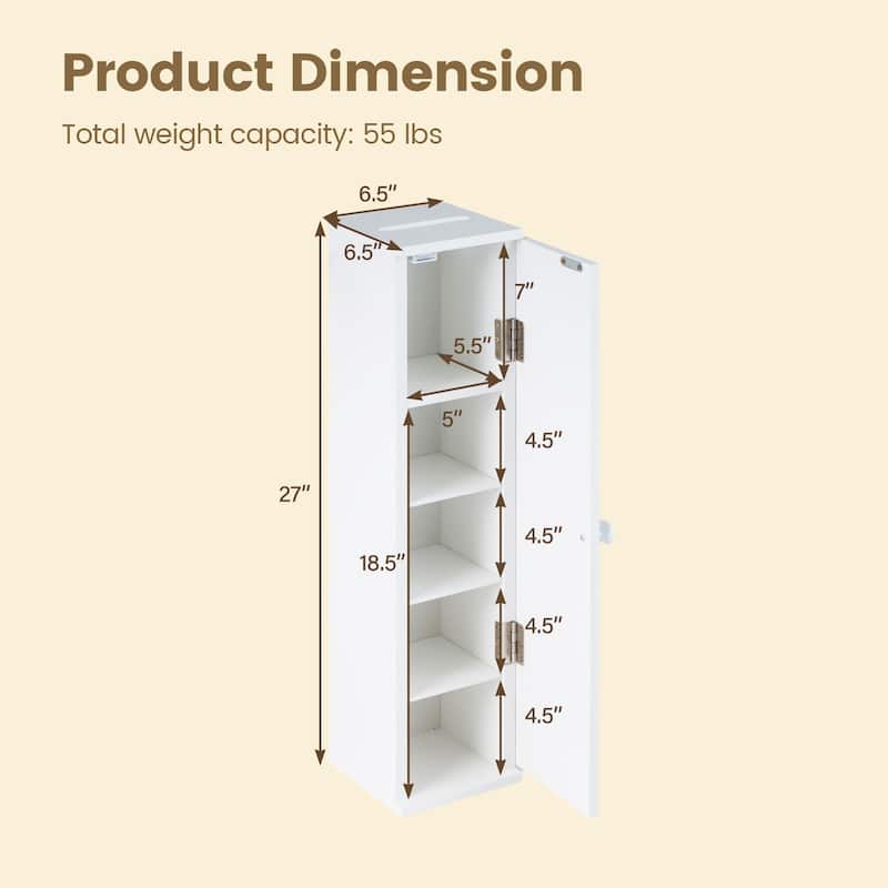 Gymax Small Bathroom Storage Cabinet Corner Floor Cabinet w/ Door & - See Details
