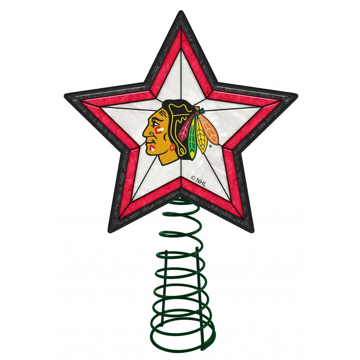 Shop Chicago Blackhawks Art Glass Tree Topper Free Shipping On