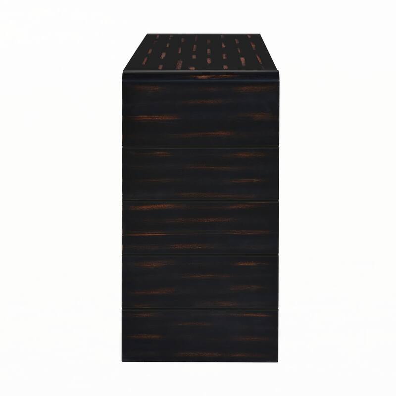 Curved Console Table with Storage,Distressed Black