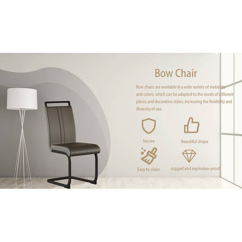 Dining Chairs,PU Faux Leather High Back Upholstered Side Chair with Black Metal Leg