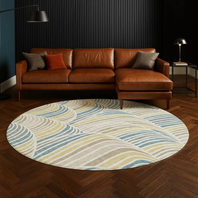 Machine Washable Indoor/ Outdoor Modern Parsons Chantille Rug