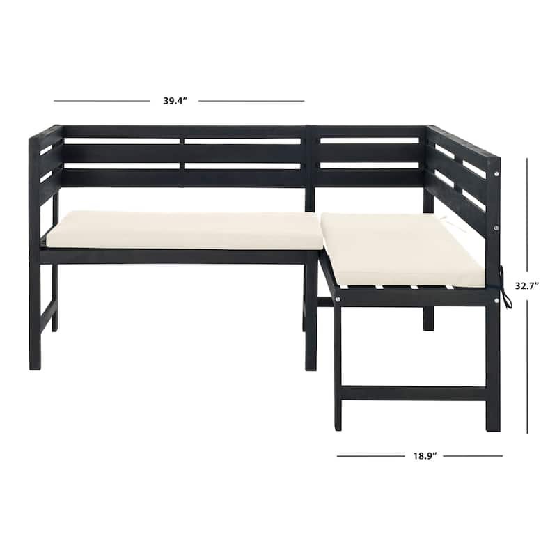 SAFAVIEH Outdoor Kenna 3-Piece Balcony Corner Lounge Set - 39W x 33D x 19H