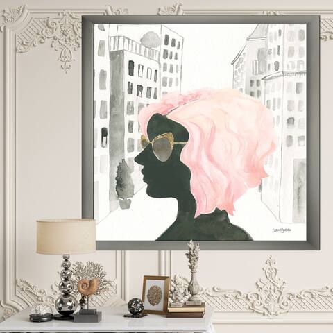 Designart 'Glam Pink Ladies IV' Fashion Framed Art Print