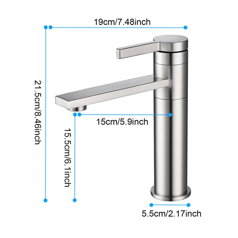 Modern Single Handle Sink Vanity Bathroom Faucet with Protection Against Water Stains and Fingerprints, Single Hole