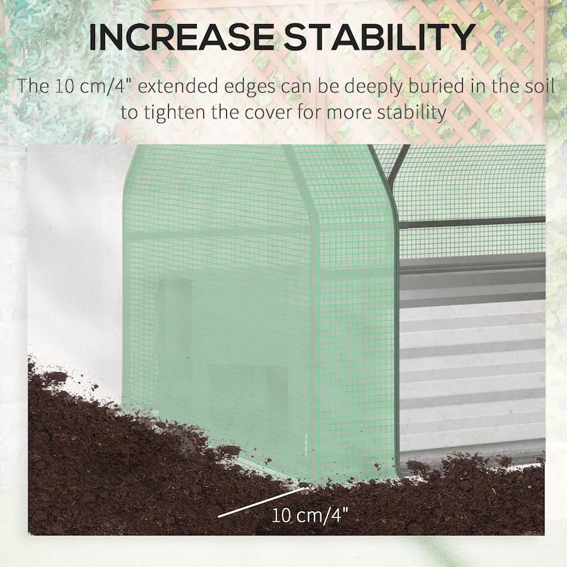 Outsunny Raised Steel Garden Bed with Greenhouse Cover - 50" L x 37.5" W x 36.25" H