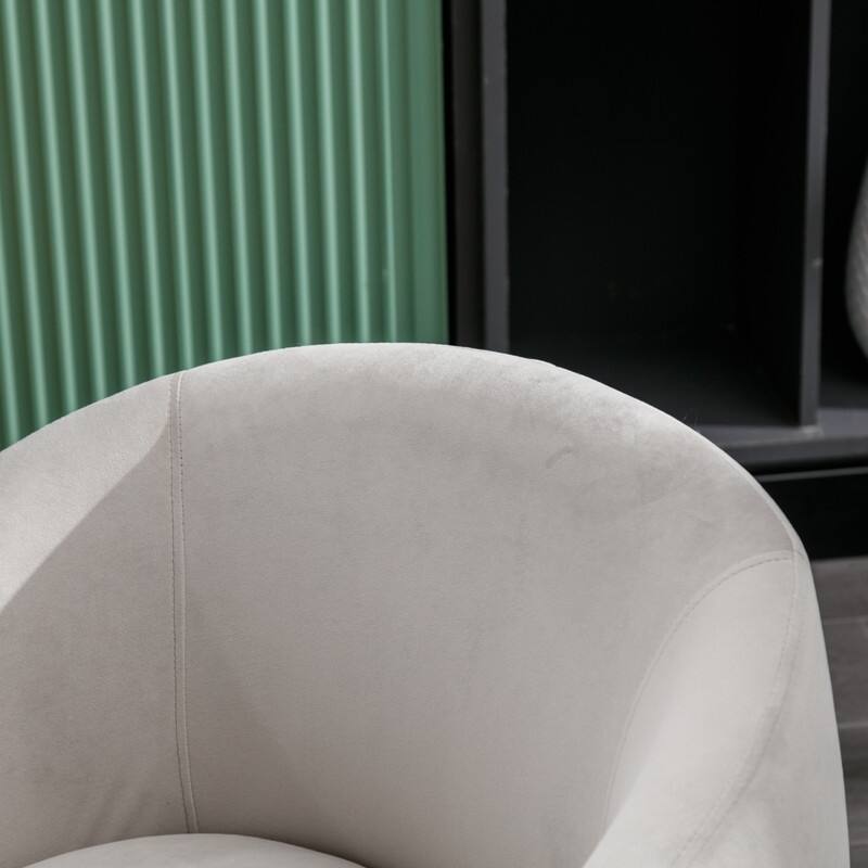 Velvet Fabric Swivel Accent Barrel Chair With Powder Coating Metal Ring