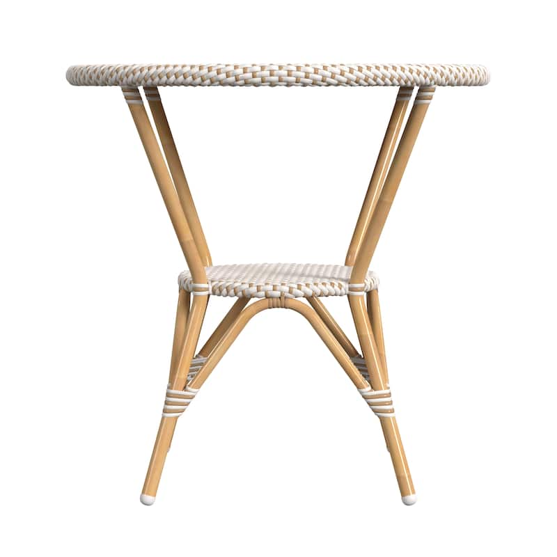 Tobias Outdoor Rattan and Metal Round Bistro Table